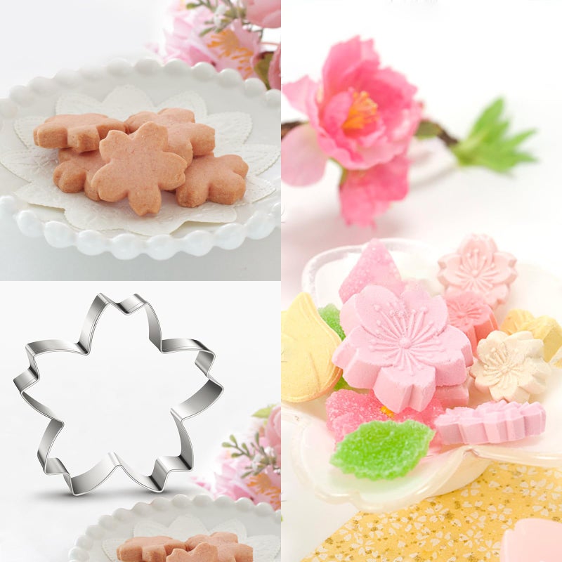 Tmflexe Cherry Blossoms Flower Style Cookie Cutter Christmas Biscuit Cutters New Years Day DIY Baking Mold  Pack of 5 - Image 4