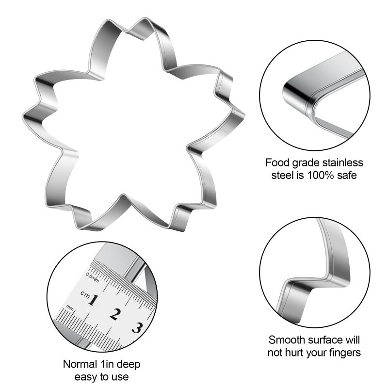 Tmflexe Cherry Blossoms Flower Style Cookie Cutter Christmas Biscuit Cutters New Years Day DIY Baking Mold  Pack of 5 - Image 3