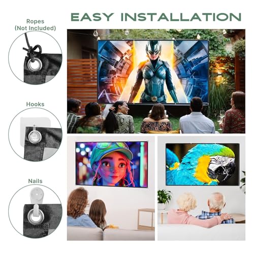 AAJK Alr Outdoor Projectior Screen, 4K Movie Projector Screen 16:9 HD Foldable Anti-Crease Portable Projector, Movies Screen for Home Theater Outdoor Indoor(80in Pro) - Image 5