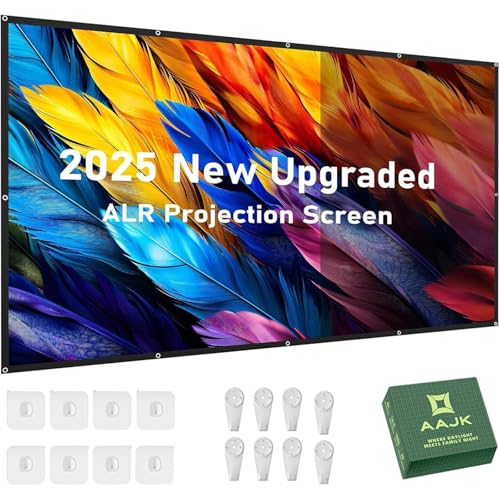 AAJK Alr Outdoor Projectior Screen, 4K Movie Projector Screen 16:9 HD Foldable Anti-Crease Portable Projector, Movies Screen for Home Theater Outdoor Indoor(80in Pro) - Image 1