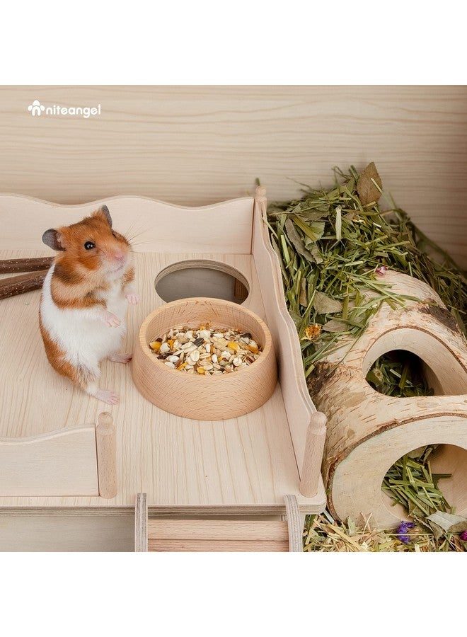 Niteangel Wooden Hamster Feeding Bowl - Small Animal Food Dish for Dwarf Syrian Hamsters Gerbils Mice Degus or Other Similar-Sized Small Pets (Hammy Pattern, for Syrian) - Image 2