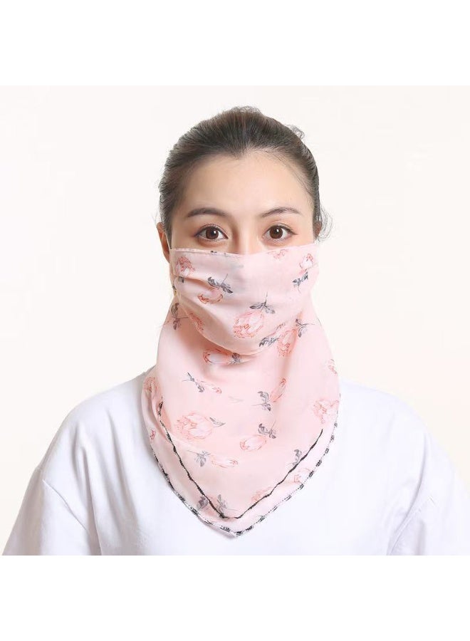 Goolsky Summer Outdoor UV Protection Face Mask for Women – Embroidered Full Face Veil with Ear Loops Neck Cover Breathable Cycling Shield - Image 1