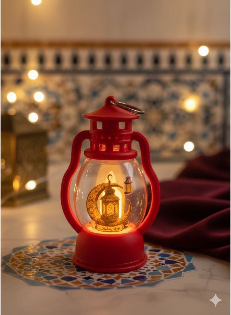 فانوس رمضان عليقة رمضان كريم مضي اضاءة اصفر ديكوري 8 سم - Image 1