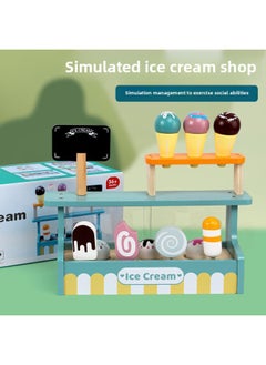 Nordic Play House Simulation Teapot Tea Set Children's Kitchen Toys Afternoon Tea Dessert Ice Cream Coffee Machine Suit-Color:Royal Ice Cream Canteen