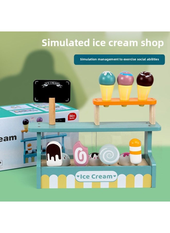 Generic - Nordic Play House Simulation Teapot Tea Set Children's Kitchen Toys Afternoon Tea Dessert Ice Cream Coffee Machine Suit-Color:Royal Ice Cream Canteen - Image 1