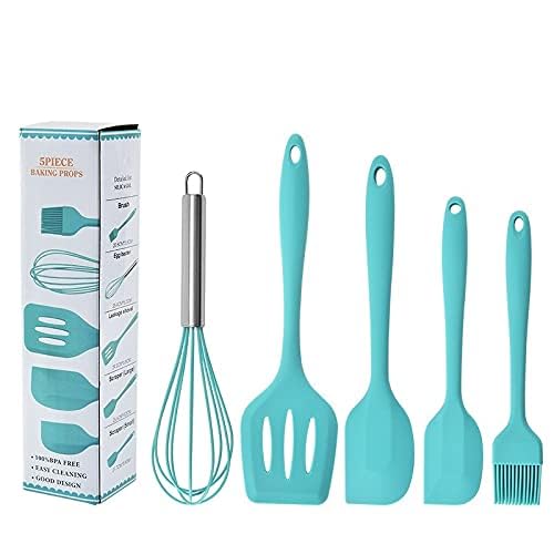 we3 Silicone Cooking Utensils Set, Kitchen Utensils Include Silicone Spatula Set, Turner, Brush, Whisk, Heat Resistant Non-Stick Cooking Tools (Blue) - Image 3