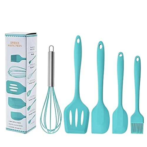 we3 Silicone Cooking Utensils Set, Kitchen Utensils Include Silicone Spatula Set, Turner, Brush, Whisk, Heat Resistant Non-Stick Cooking Tools (Blue) - Image 1