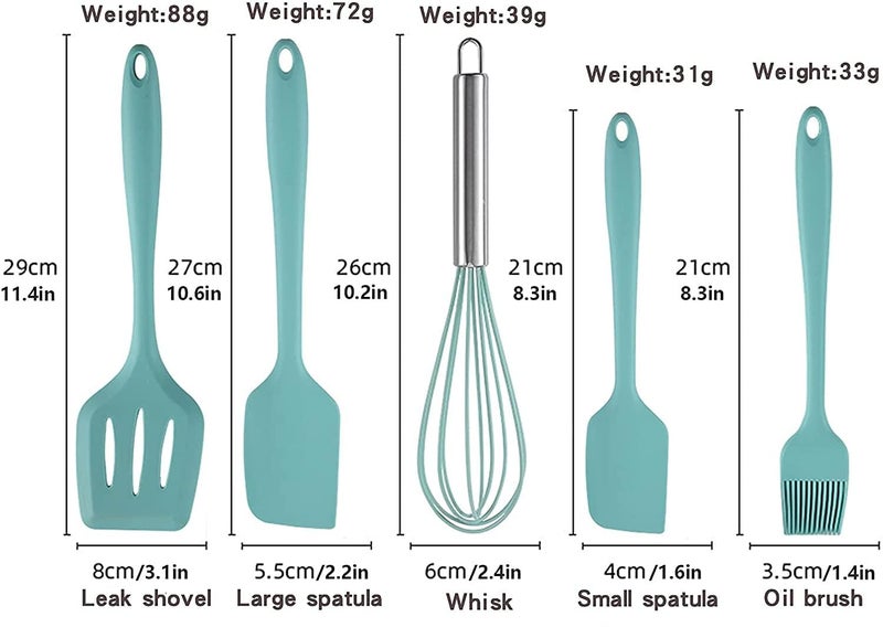 we3 Silicone Cooking Utensils Set, Kitchen Utensils Include Silicone Spatula Set, Turner, Brush, Whisk, Heat Resistant Non-Stick Cooking Tools (Blue) - Image 4