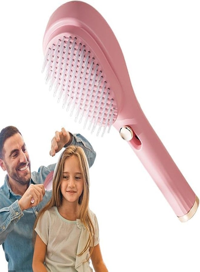 KONSSEE Self-Cleaning New Big Size Self Cleaning Hairbrush,2 in 1 Comb,Telescopic Self Cleaning Brush, One-Click Cleaning Comb,One Pull Clean Hairbrush,Self Clean Hair Comb (Multicolour) - Image 1