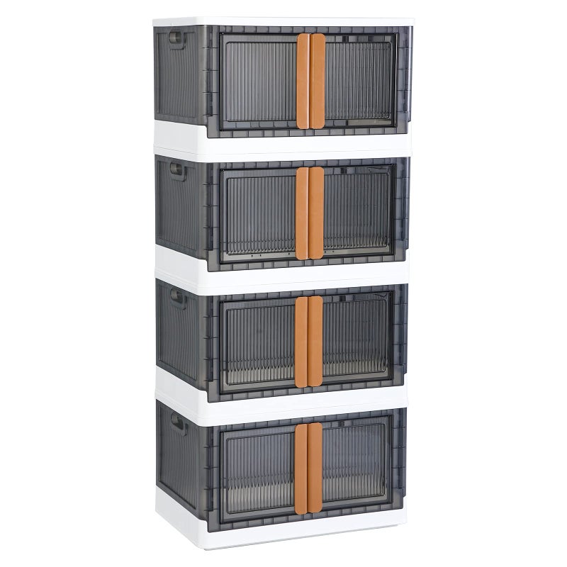 Haixin Storage Cabinet  Room Organizer Plastic Shelves Organizer Storage Bins with Lids Collapsible Outdoor Storage Box 19 Gal Office Organization Stackable Bookshelf 4 Pack Cube Storage Organizer 