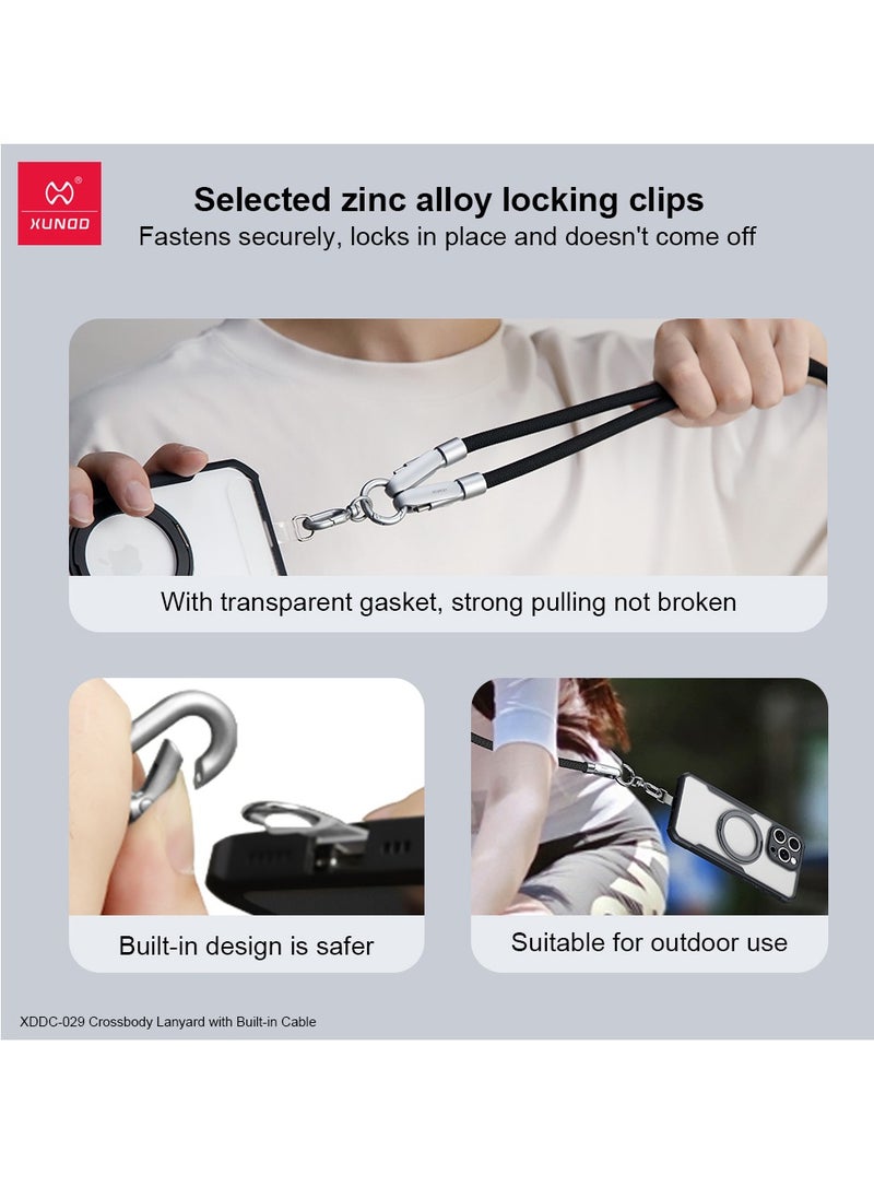 إكسوند حبل عسكري XUNDD مع كابل مدمج (USB-C إلى USB-C) وكابل شحن 240 واط، حبل رقبة للجسم متوافق مع iPhone 16 Pro Max، Samsung S25 Ultra، iPhone 15 Pro Max، iPhone 15 Plus، وغيرها (1.2 متر)  - Image 2