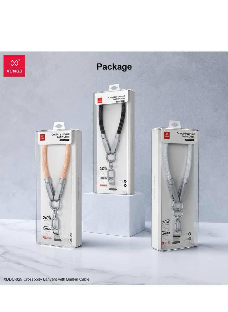 إكسوند حبل عسكري XUNDD مع كابل مدمج (USB-C إلى USB-C) وكابل شحن 240 واط، حبل رقبة للجسم متوافق مع iPhone 16 Pro Max، Samsung S25 Ultra، iPhone 15 Pro Max، iPhone 15 Plus، وغيرها (1.2 متر)  - Image 5