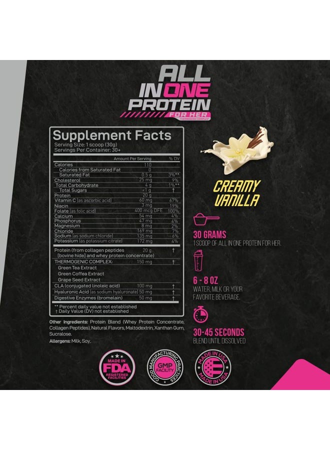 Forzagen All in One Protein for Her | Women's Protein Powder with Multi Collagen Peptides | Hydrolyzed Collagen Supplement, Gut Health, Great for Pre & Post Workout | Vanilla, 30+ Servings - Image 3
