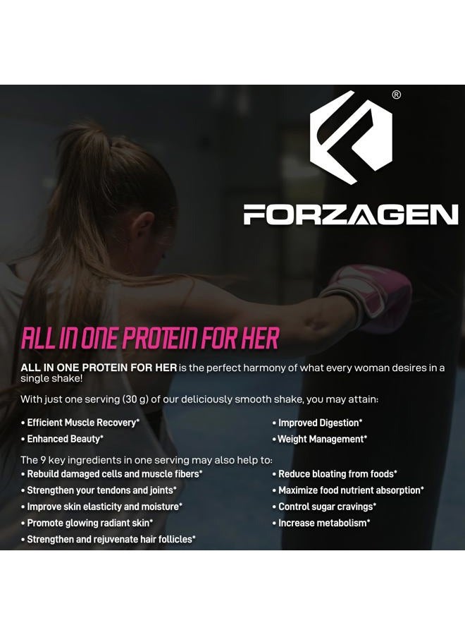 Forzagen All in One Protein for Her | Women's Protein Powder with Multi Collagen Peptides | Hydrolyzed Collagen Supplement, Gut Health, Great for Pre & Post Workout | Vanilla, 30+ Servings - Image 5