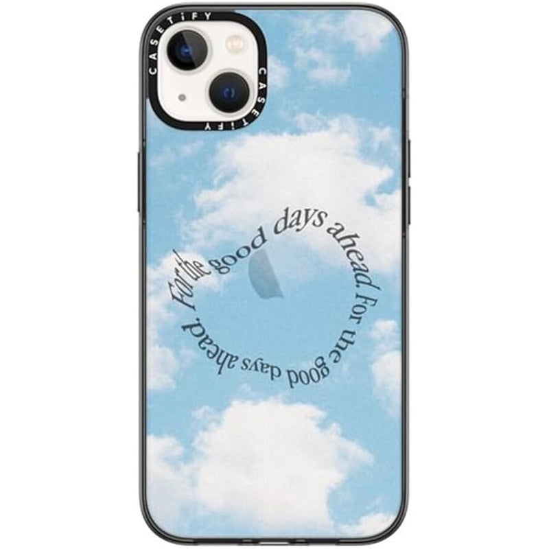 Casetify Compact iPhone 14 Plus Case 【Lightweight / 4 ft. 2X Military Grade Drop Protection/Slim】 - Good Days Skies - Clear Black