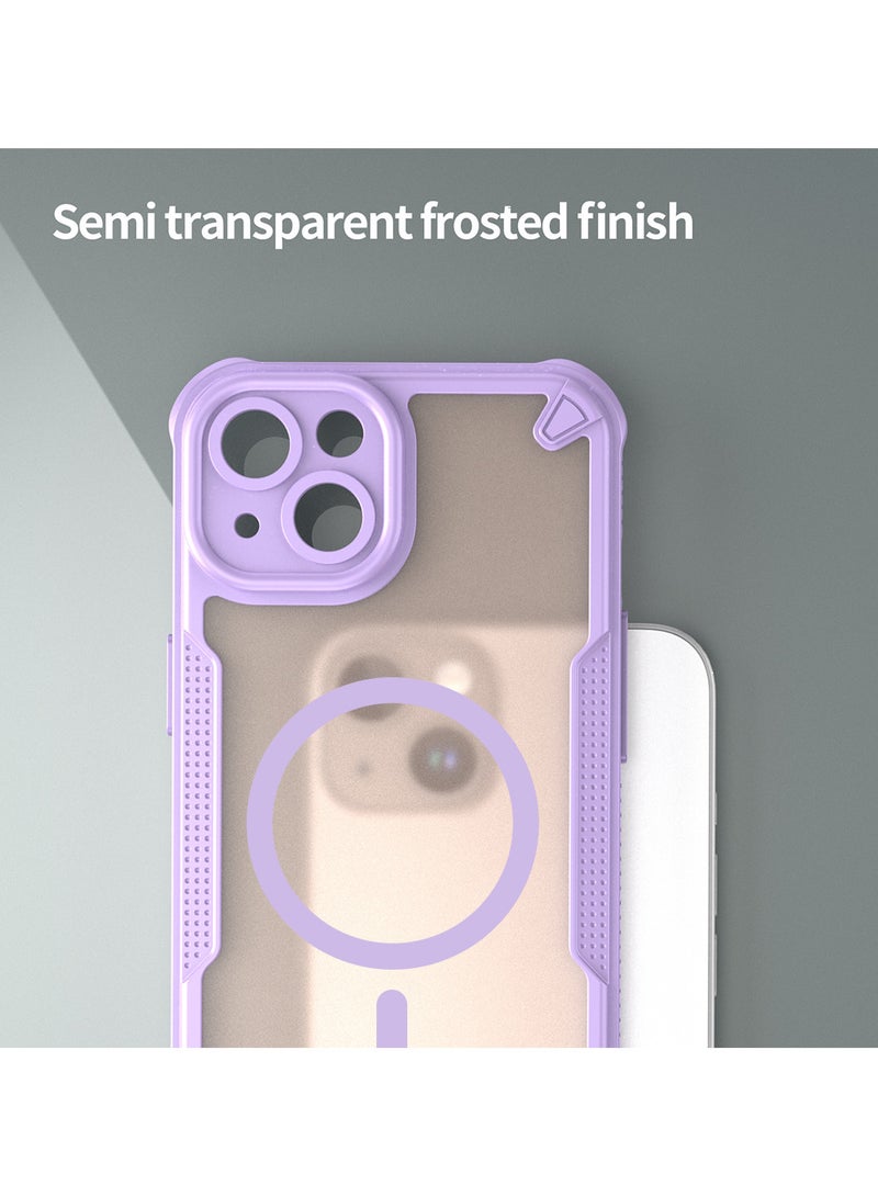 Cover For iPhone 13 Armor Glaze MagSafe Magnetic Phone Case Raised edges around the screen and camera lens help prevent scratches - Purple - Image 4
