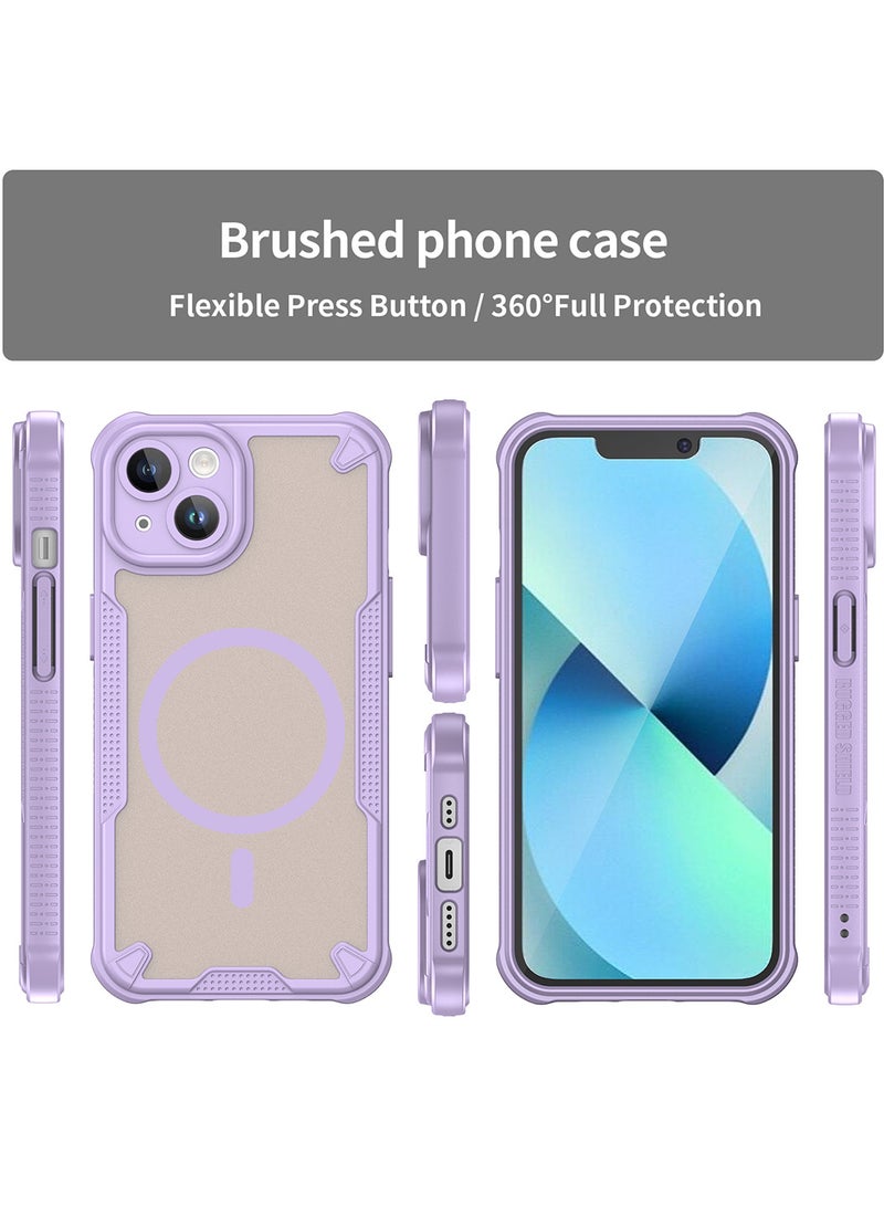 Cover For iPhone 13 Armor Glaze MagSafe Magnetic Phone Case Raised edges around the screen and camera lens help prevent scratches - Purple - Image 5
