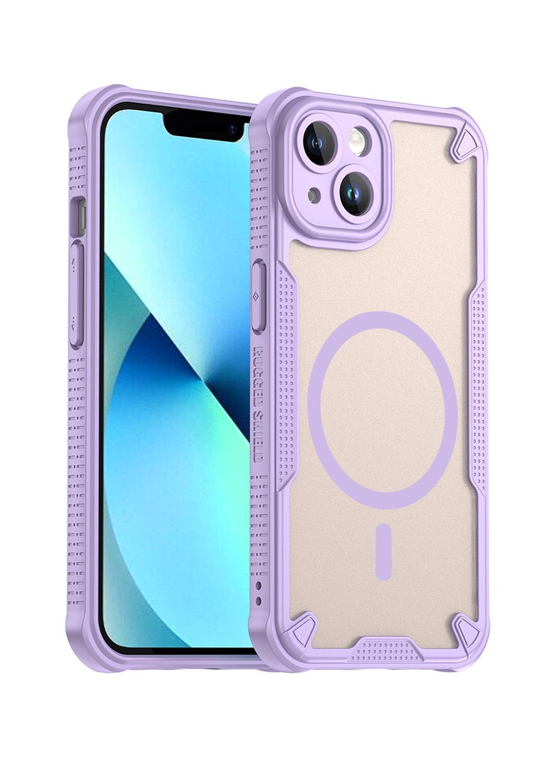 Cover For iPhone 13 Armor Glaze MagSafe Magnetic Phone Case Raised edges around the screen and camera lens help prevent scratches - Purple - Image 1