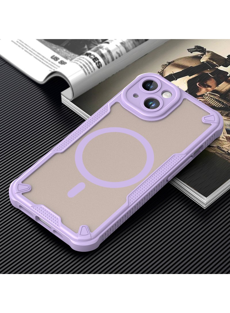 Cover For iPhone 13 Armor Glaze MagSafe Magnetic Phone Case Raised edges around the screen and camera lens help prevent scratches - Purple - Image 2