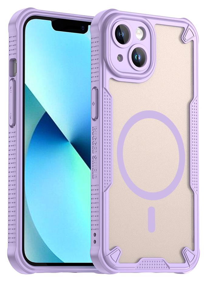 غطاء حمايه لهاتف ايفون 13 جراب ارمور مغناطيسي ياتي بحواف مرتفعة حول الشاشة وعدسة الكاميرا تساعد على منع الخدوش - بنفسجي - Image 1