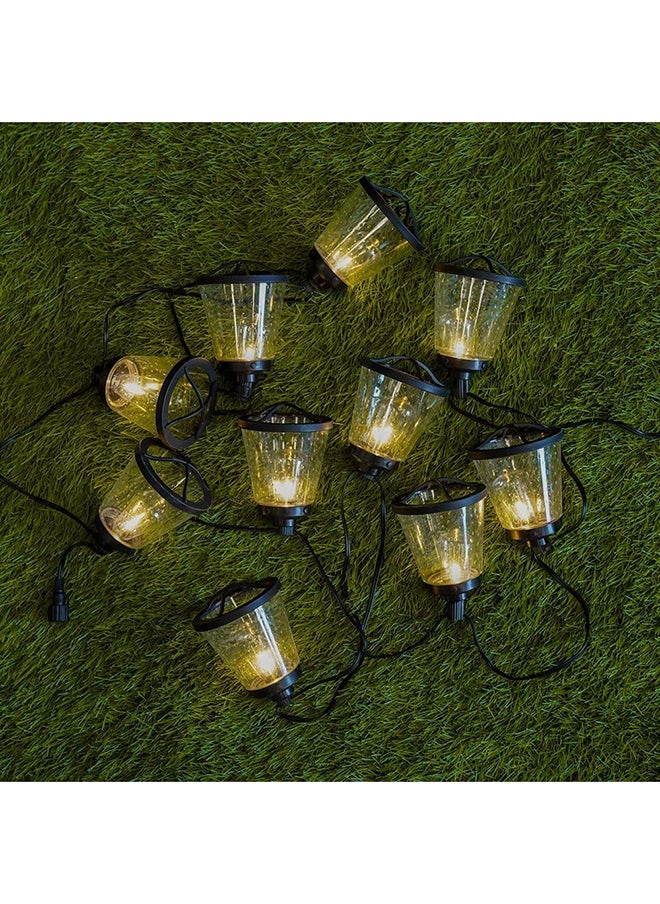 DANUBE HOME Clear Glass Black Metal Solar String Light Outdoor Pendant Light Hanging Lantern Lamp Farmhouse Outdoor Porch Chandelier For Gazebo, Patio, Yard, Garden 6.7 Meter  - Image 4