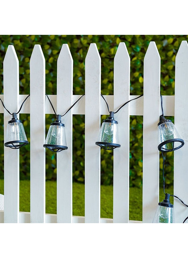 DANUBE HOME Clear Glass Black Metal Solar String Light Outdoor Pendant Light Hanging Lantern Lamp Farmhouse Outdoor Porch Chandelier For Gazebo, Patio, Yard, Garden 6.7 Meter  - Image 1