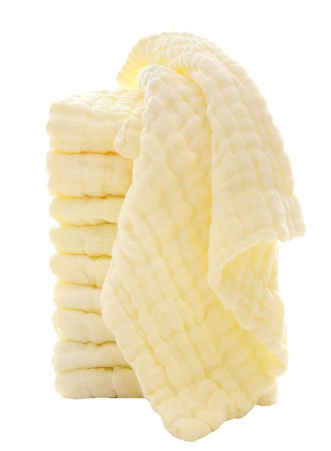 SEMITO Reusable Muslin Face Towels for Babies | Soft Cotton Washcloths & Napkins for Infants & Toddlers | Six Layer Muslin Cloth Extra Soft Hankies (5, Yellow) - Image 1