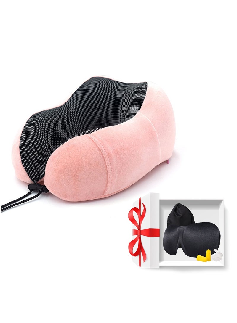 MORANO Murano Travel Pillow, U Shape Memory Foam Pillow for Airplane and Car, Ergonomic Design Removable and Washable Invisible Zipper with Storage Bag Gift 3D Sleeping Mask - Image 1