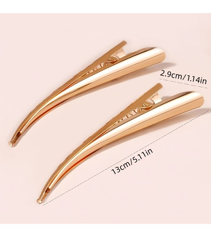 Golden Hollow Out Hair Clips Set Seamless Crocodile Mouth Bangs Clips - Image 4