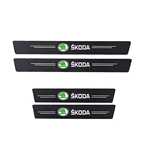 MULZI Car Door Sill Carbon Fiber Wrap PPF Film Anti Scratch Guard Protector Stickers Accessories Compatible for Slavia, Kushaq, Kodiaq, Kylaq, Superb, Rapid, Octavia, Fabia, Laura, Karoq - Image 1