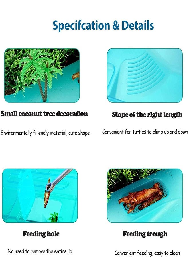 Rizopets Turtle Aquarium Tank with Lid, Multifunctional Reptile Breeding Box with Terrapin Lake, Hibernation, Swimming, Basking, Feeding, Platform for Tortoise, Crayfish & Crab (Medium) - Image 5