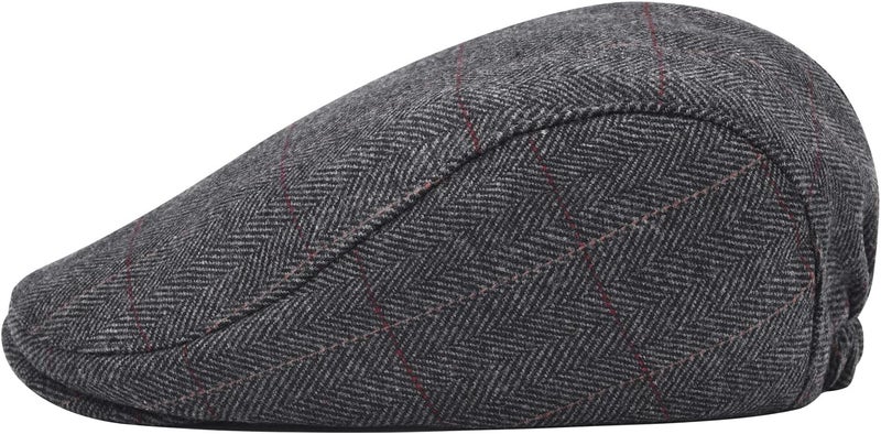 STARANCE Men's Flat Cap Wool Tweed Driving Irish Newsboy Hat - Image 3