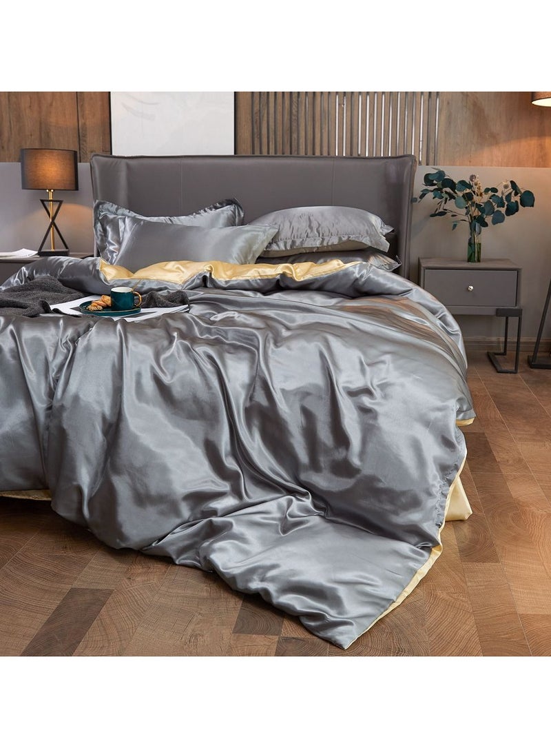 Sharpdo Four-piece bedding set microfiber soft quilt set with 1 quilt cover, 1 flat sheet and 2 pillowcases 2m bed（220*240cm） - Image 4