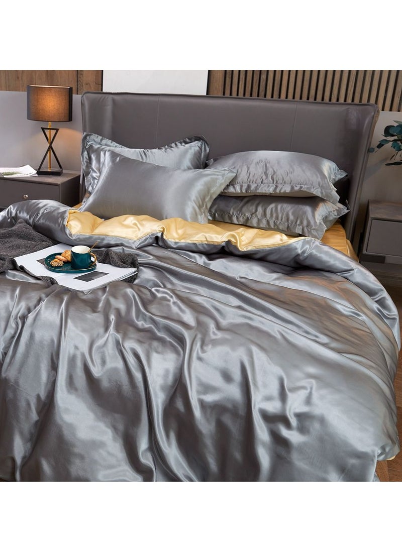 Sharpdo Four-piece bedding set microfiber soft quilt set with 1 quilt cover, 1 flat sheet and 2 pillowcases 2m bed（220*240cm） - Image 5