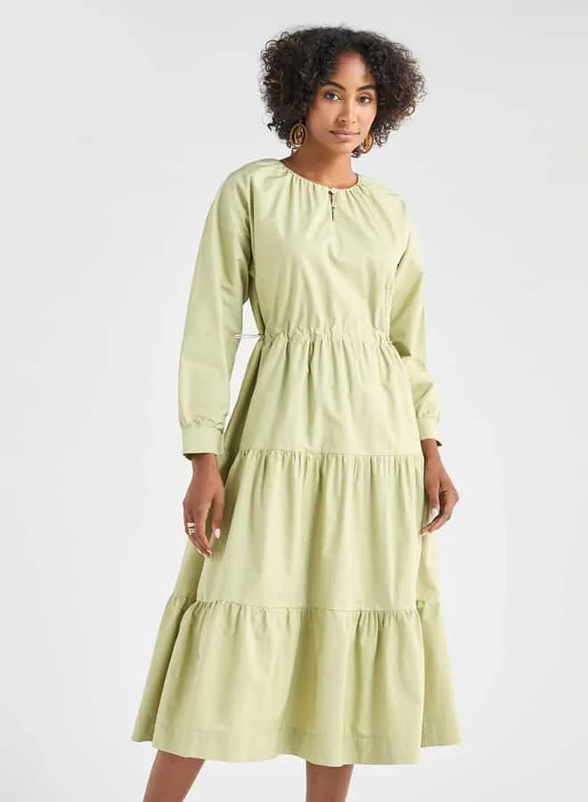 Splash FAV Tiered Cotton Midi Dress