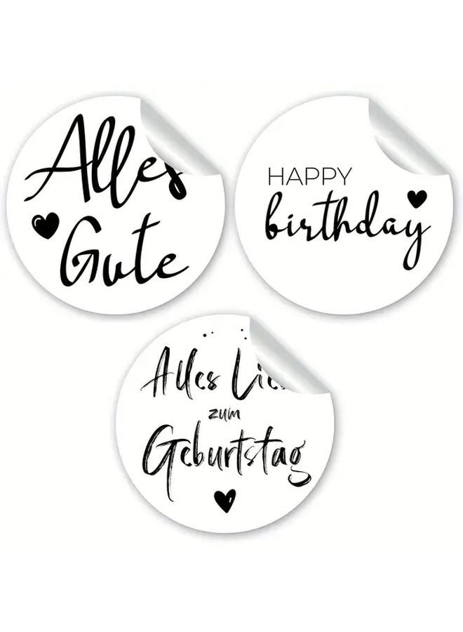 96 Pcs German English Happy Birthday Stickers Bilingual Alles Gute Round Glossy Paper - Image 5