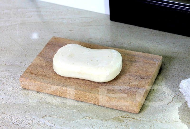 KLEO Stonkraft Natural Water Absorbent & Rigged Soap Dish Soap Holder Made of Natural Rainbow Stone - Unique Bath Bathroom Accessories - Image 3