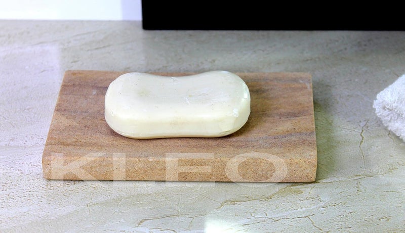 KLEO Stonkraft Natural Water Absorbent & Rigged Soap Dish Soap Holder Made of Natural Rainbow Stone - Unique Bath Bathroom Accessories - Image 5