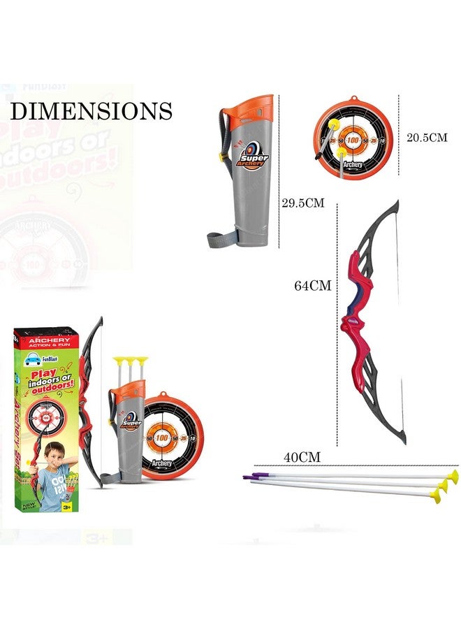 فنبلاست مجموعة ألعاب القوس والسهم من فن بلاست - مجموعة ألعاب الرماية بالقوس والسهم، لعبة الرماية بالقوس والسهم الواقعية، لعبة الرماية الداخلية والخارجية، قوس واحد و3 أسهم (برتقالي) - Image 2