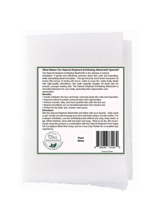 Natural Elephant - Exfoliating Washcloth Pearl White Japanese Shower Scrubber For Body (5 Pack (5 Washcloths)) - Image 1