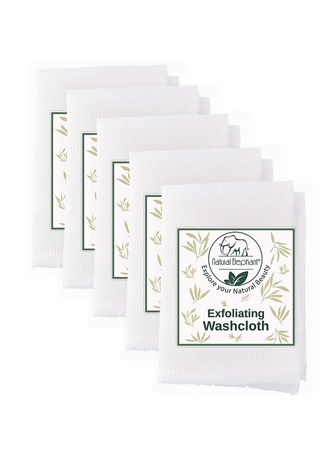 Natural Elephant - Exfoliating Washcloth Pearl White Japanese Shower Scrubber For Body (5 Pack (5 Washcloths)) - Image 1