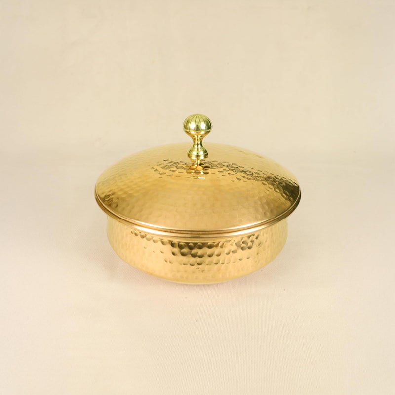 Spillbox Putrika Brass Kitchen Appliances Cooking Serving Pot Pan|Biryani Handi|Urli|Serveware|Tope |Patila|Cookware Bowl|Cooking Bowl Set with Lid (Small) - Image 1