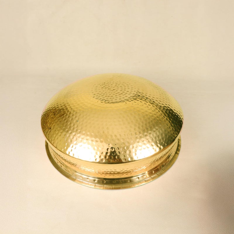 Spillbox Putrika Brass Kitchen Appliances Cooking Serving Pot Pan|Biryani Handi|Urli|Serveware|Tope |Patila|Cookware Bowl|Cooking Bowl Set with Lid (Small) - Image 3