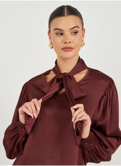 Satin Balloon Sleeve Blouse with Tie Up Neck Detail - pzsku/ZB5B656514883F937F657Z/45/_/1739731871/2cbc6fce-1f49-446c-8f15-cff16321819c