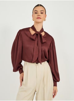 Satin Balloon Sleeve Blouse with Tie Up Neck Detail - pzsku/ZB5B656514883F937F657Z/45/_/1739732037/10fa5e1a-cf5e-4609-88af-6f0ac5c21071