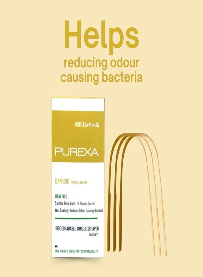 PUREXA منظف لسان بيوريكسا العضوي المصنوع من الخيزران للأطفال والكبار (عبوة من 6 قطع)، صديق للبيئة، قابل للتحلل الحيوي، ومكشطة لسان طبيعية مضادة للميكروبات لنَفَسٍ منعش. - Image 3
