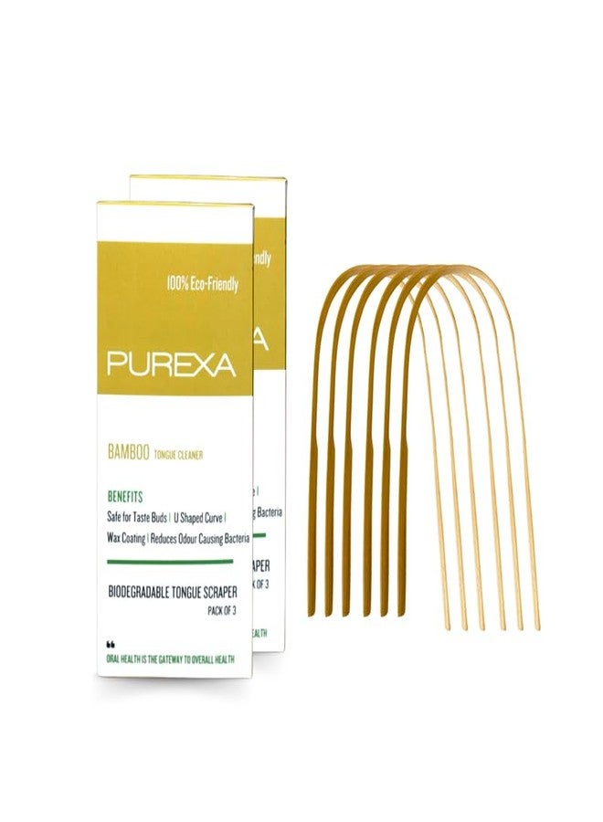 PUREXA منظف لسان بيوريكسا العضوي المصنوع من الخيزران للأطفال والكبار (عبوة من 6 قطع)، صديق للبيئة، قابل للتحلل الحيوي، ومكشطة لسان طبيعية مضادة للميكروبات لنَفَسٍ منعش. - Image 1