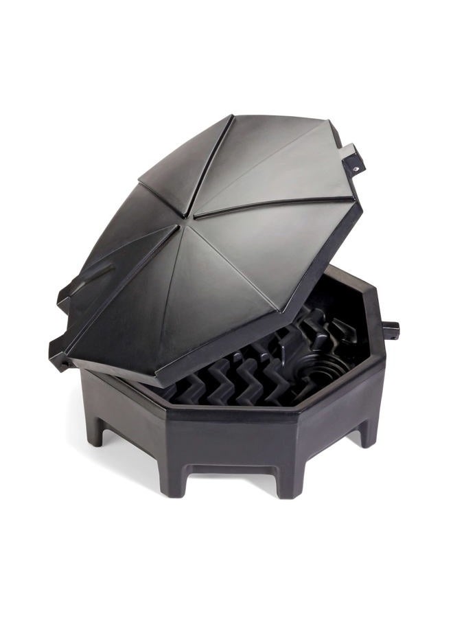 PIG New Pig Corporation Poly Drum Funnel with Hinged Lid, For 55 Gal Tight-Head Steel & Poly Drums, 29" Diam x 11" H, Black, DRM672-BK - Image 1