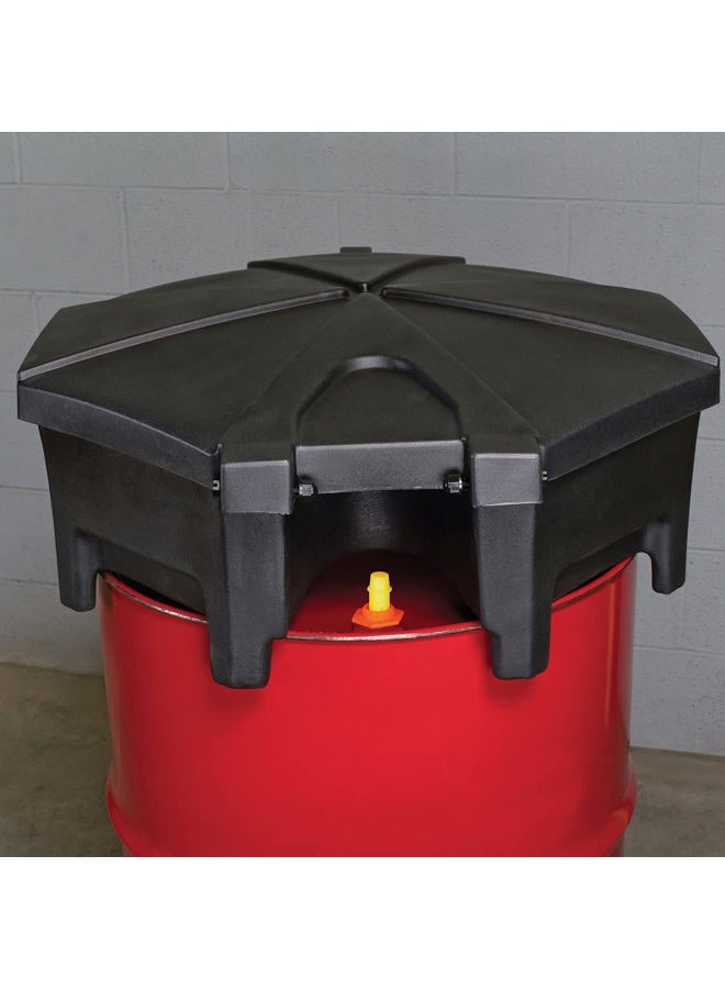 PIG New Pig Corporation Poly Drum Funnel with Hinged Lid, For 55 Gal Tight-Head Steel & Poly Drums, 29" Diam x 11" H, Black, DRM672-BK - Image 2