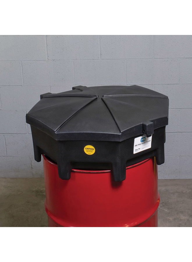 PIG New Pig Corporation Poly Drum Funnel with Hinged Lid, For 55 Gal Tight-Head Steel & Poly Drums, 29" Diam x 11" H, Black, DRM672-BK - Image 3